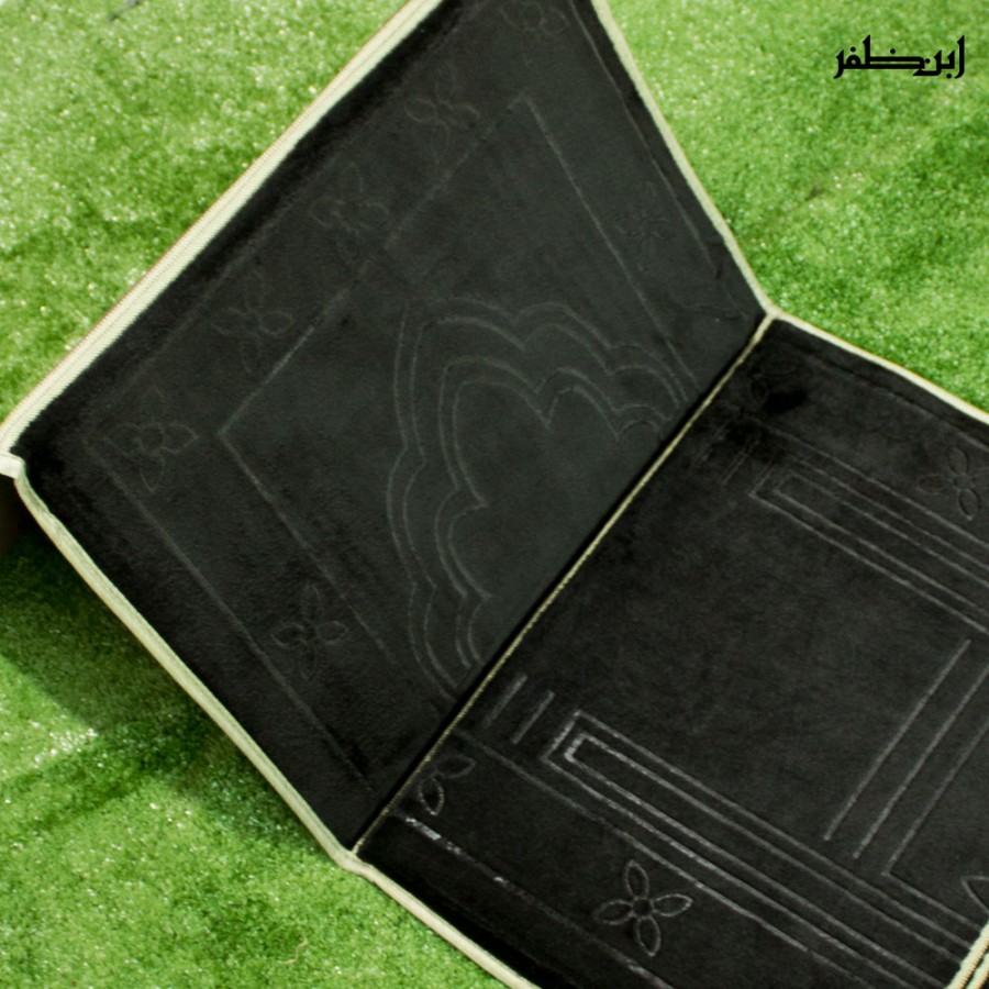 Black Traditional Turkish Style Prayer Rug | Jai Namaz | Janamaz Foldable Prayer Mat  FPM-25-2