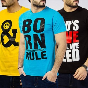 PACK OF 3 GRAPHICS PRINTED COTTON T-SHIRTS MRK-T05