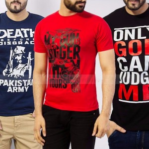 PACK OF 3 GRAPHICS PRINTED COTTON T-SHIRTS TD-01