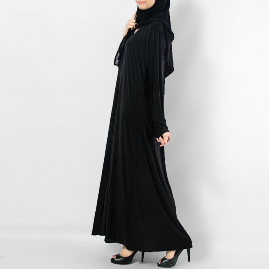 Fine Quality Women's Polyster Front-Open Abaya / Burqa AME-002 - Black