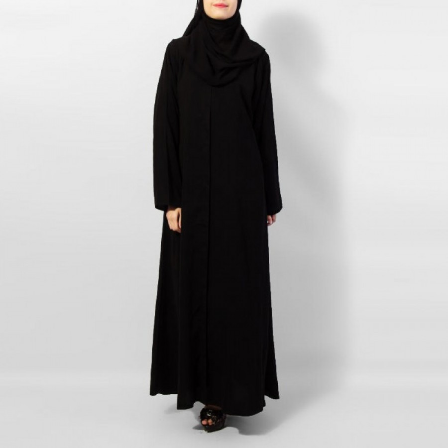 Fine Quality Women's Polyster Front-Open Abaya / Burqa AME-007 - Black