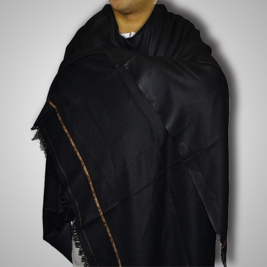 Black Woolen Pattu / Kashmiri / Pashmina Shawl Dhussa SHL-001
