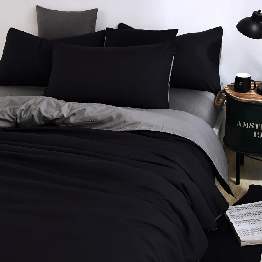 Buy Pure Cotton Sateen 300 TC Black & Grey Contrast Bedsheet CC-230 -  Online in Pakistan