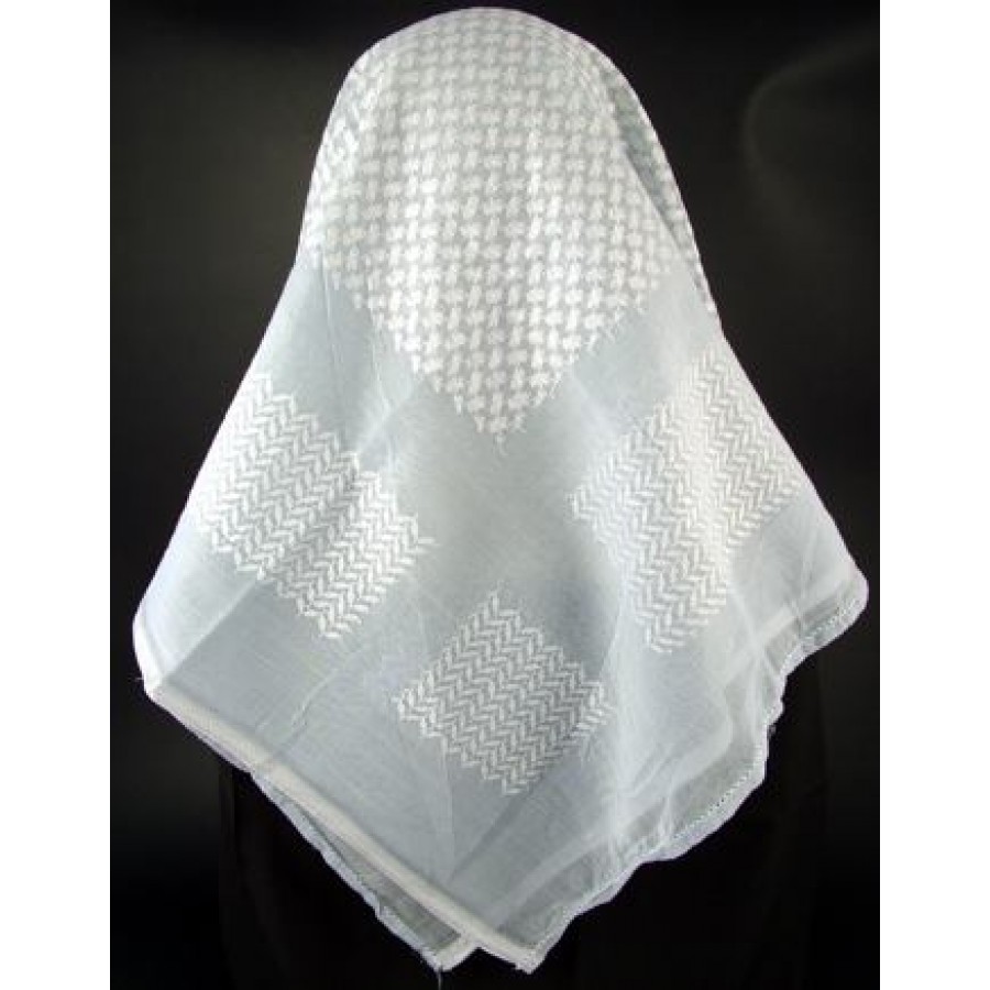 Buy WHITE PALISTINIAN KUFIYEH / SHEMAGH / RUMAAL COTTON / MUSLIN 54-56 ...