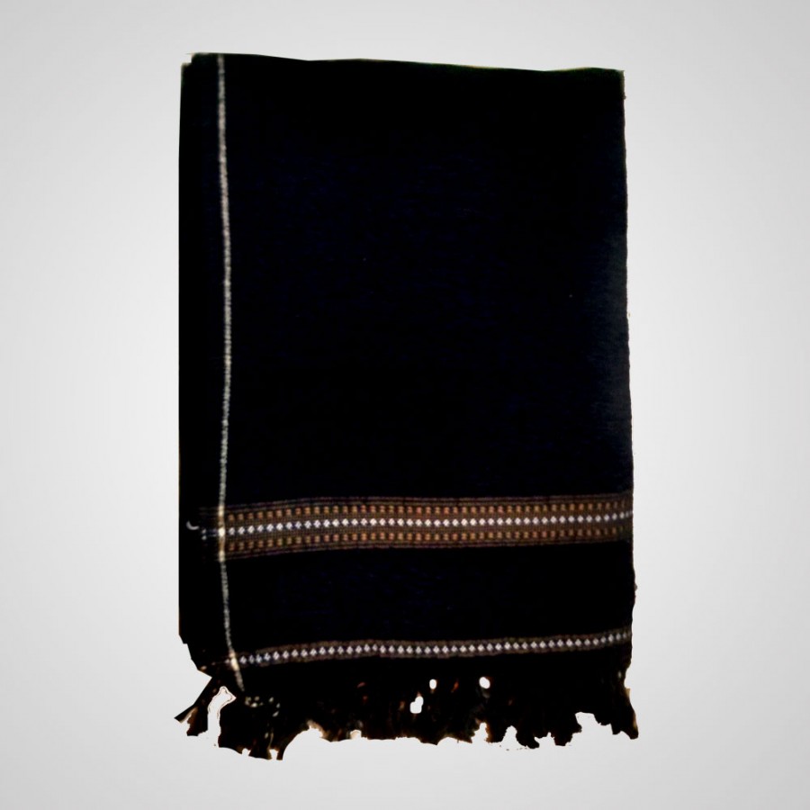 Black Velvet Pure Dussa / Khamdar Shawl SHL-037 By Khan Culture