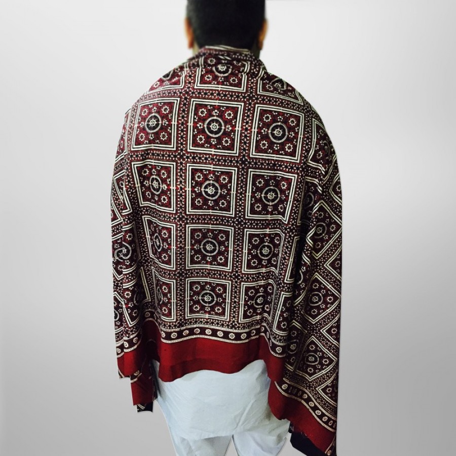 Pure Cotton Herbal Dyed Block Printed Sindhi Ajrak (Original) SA-28-2