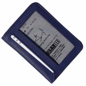 Navy Blue Genuine Leather Men's Minimalist Cardholder Wallet